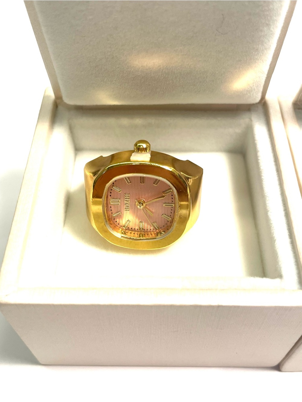 Gold Pink Dial Women's Ring Watch - Fashion Accessory